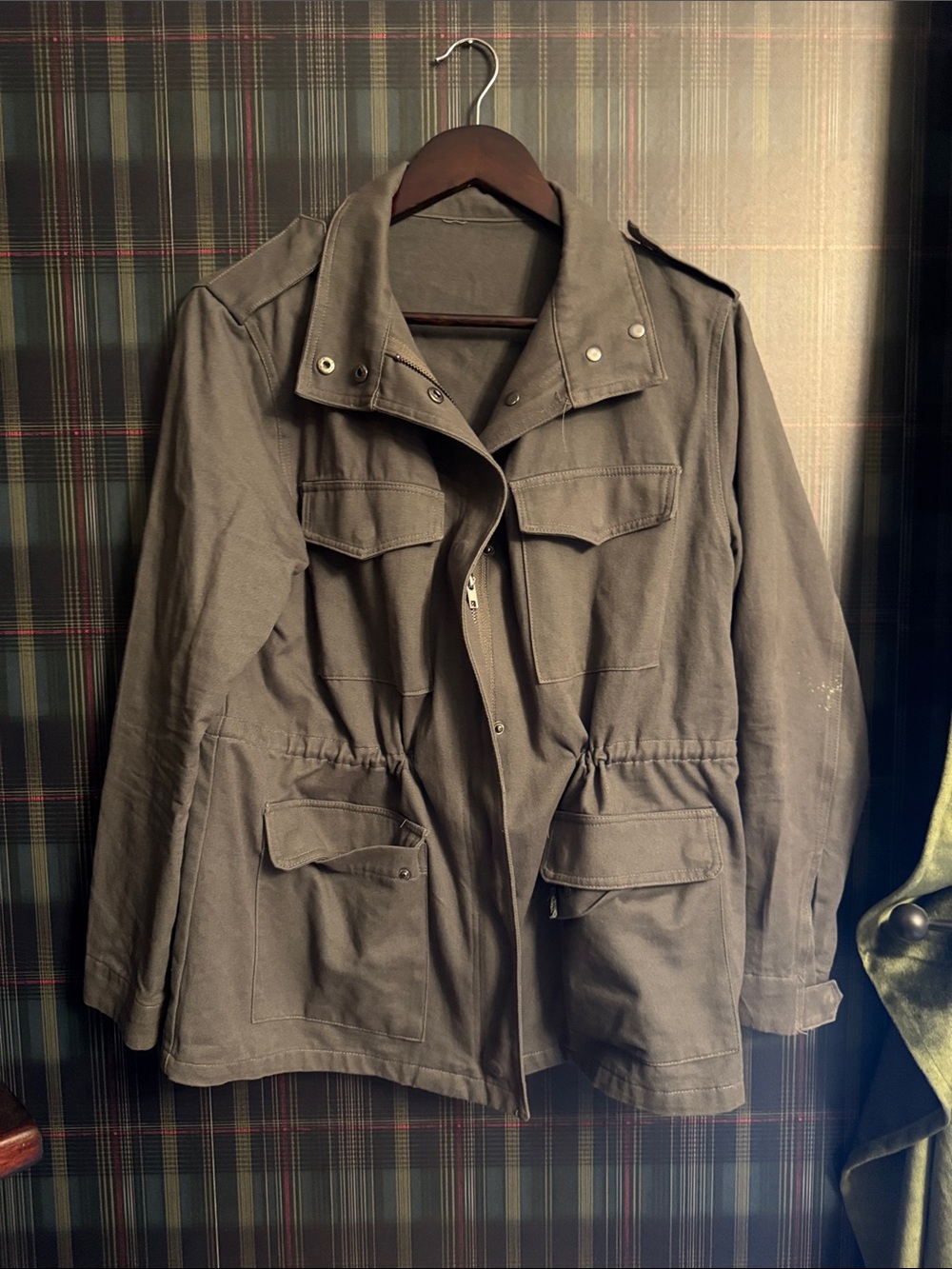 Women’s unbranded Utility Field Jacket - Grey - L drawstring waist